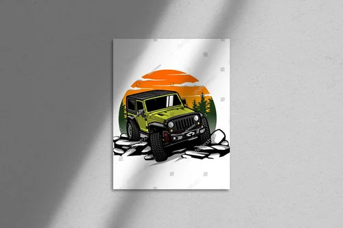Zielony offroadowy samochód w leśnym krajobrazie