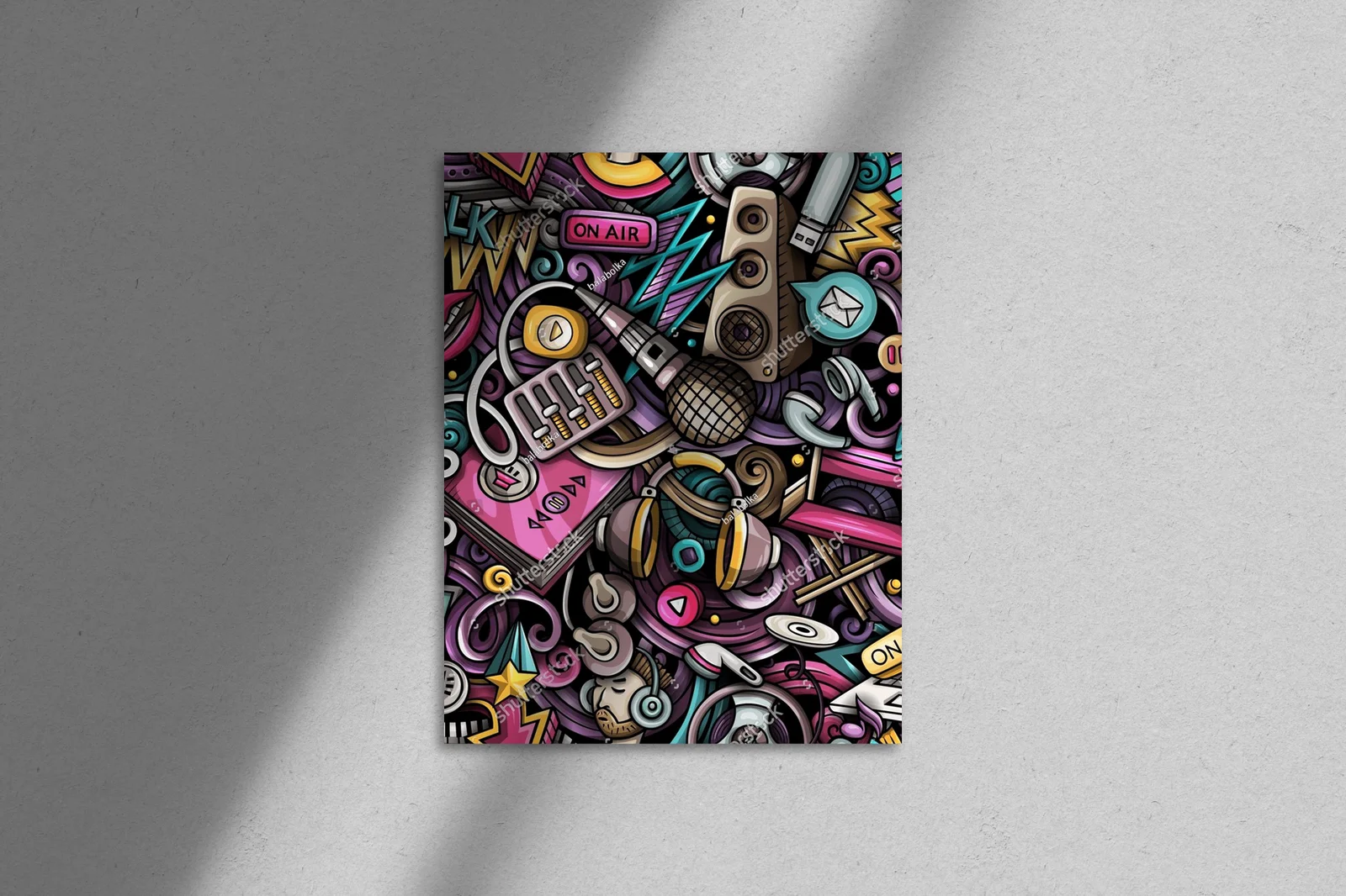 Kolorowe doodle audio w fantazyjnej kompozycji