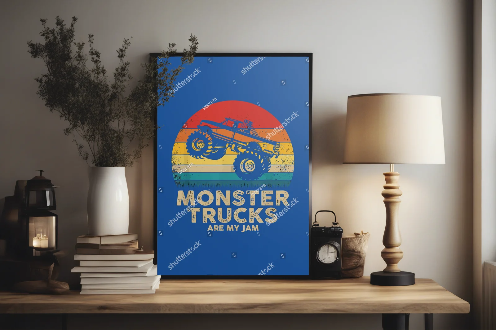 Fascynujące retro monster trucki w intensywnych barwach