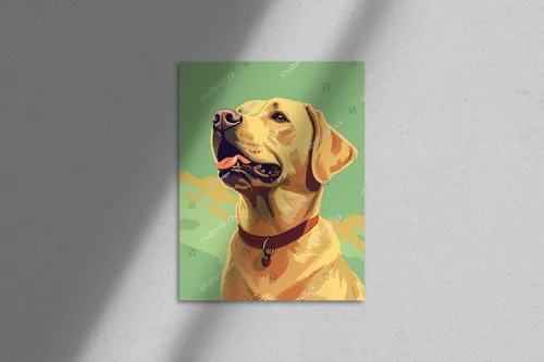 Uroczy labrador w otoczeniu przezroczystych zieleni