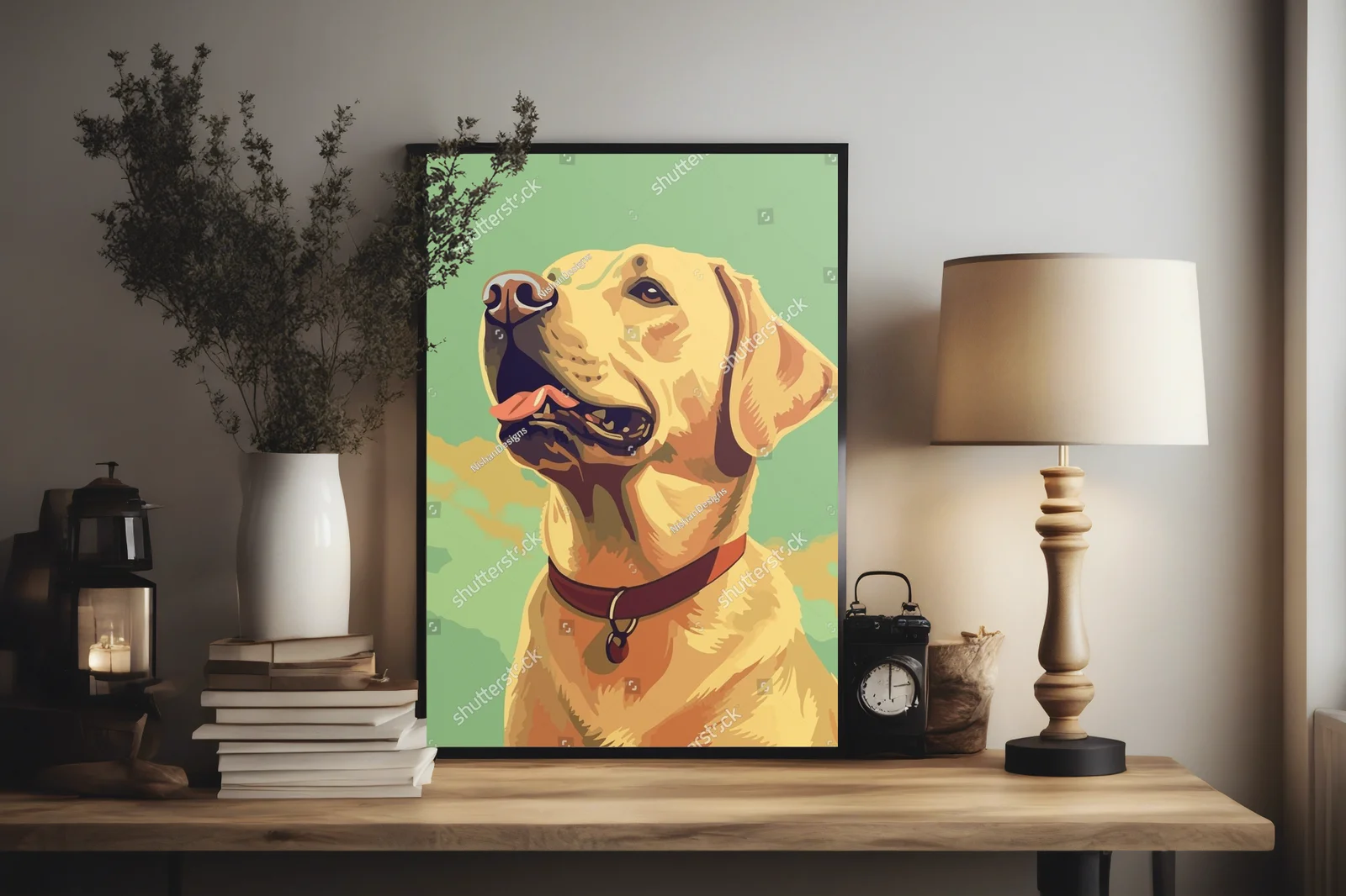 Uroczy labrador w otoczeniu przezroczystych zieleni
