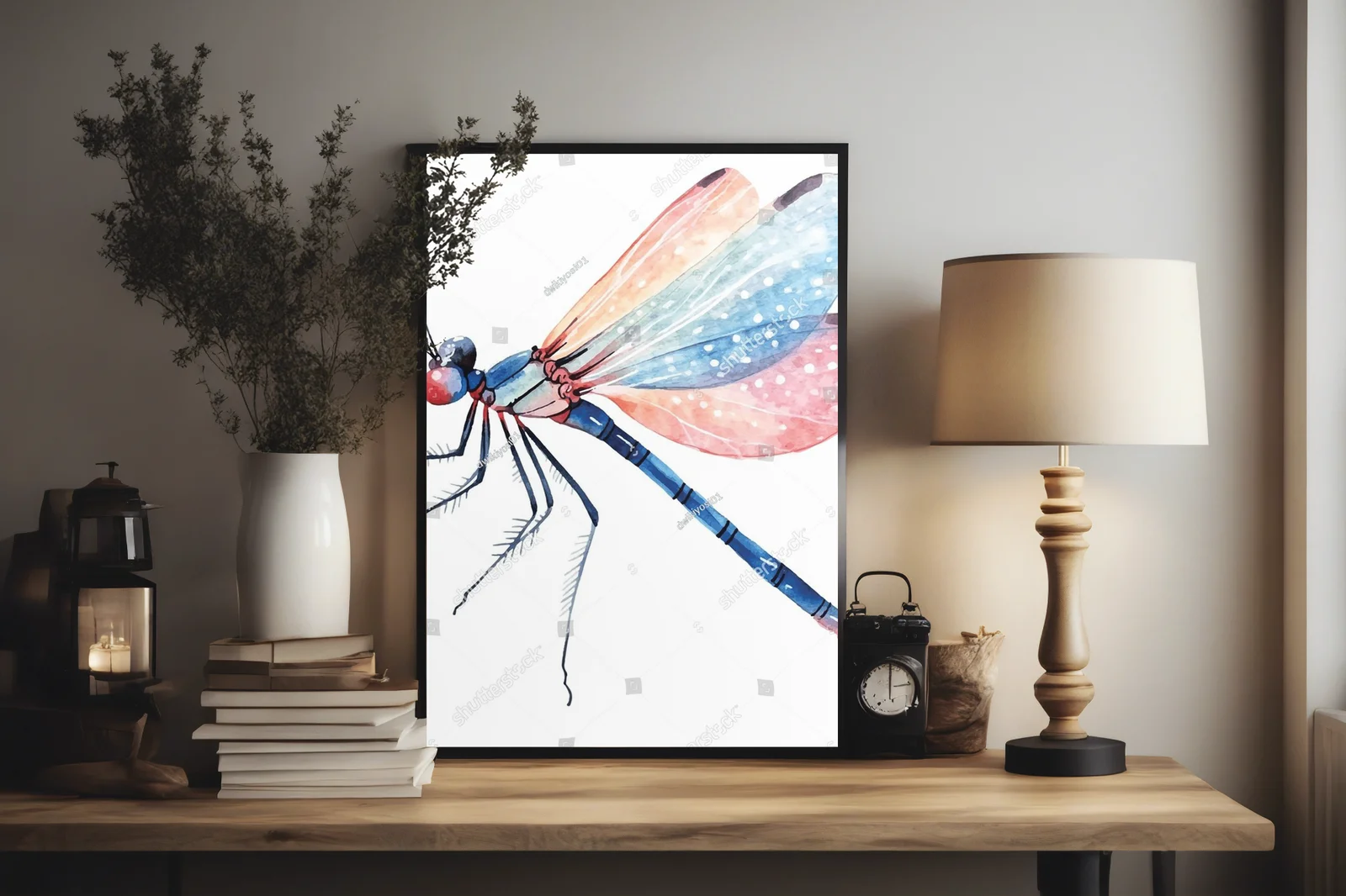 Zachwycająca ilustracja damselfly na tle bieli