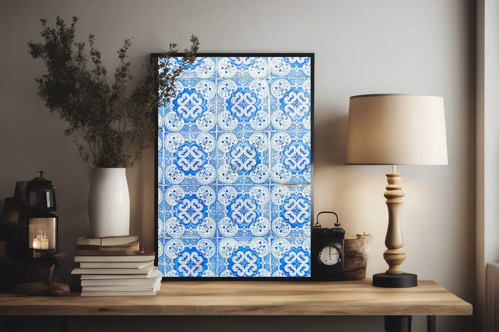 Tradycyjne azulejos w delikatnych odcieniach błękitu