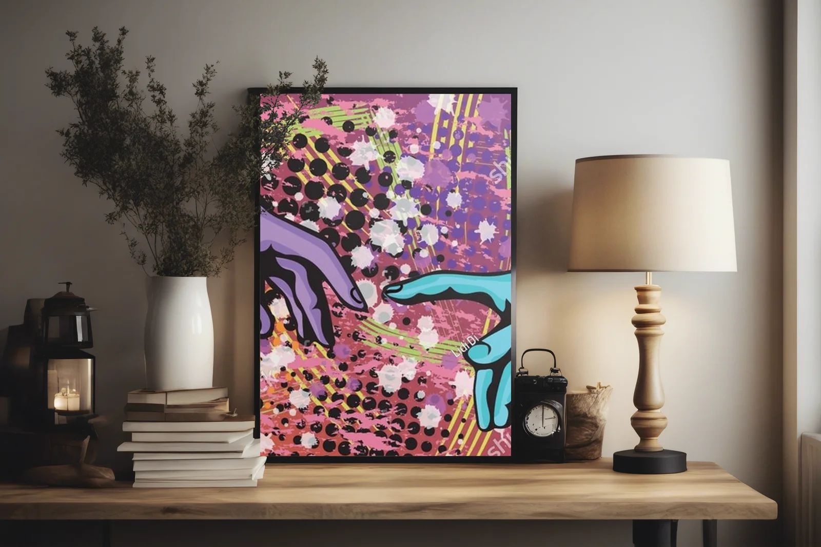 Funky Artystyczna Kompozycja Dłoni w Stylu Pop Art