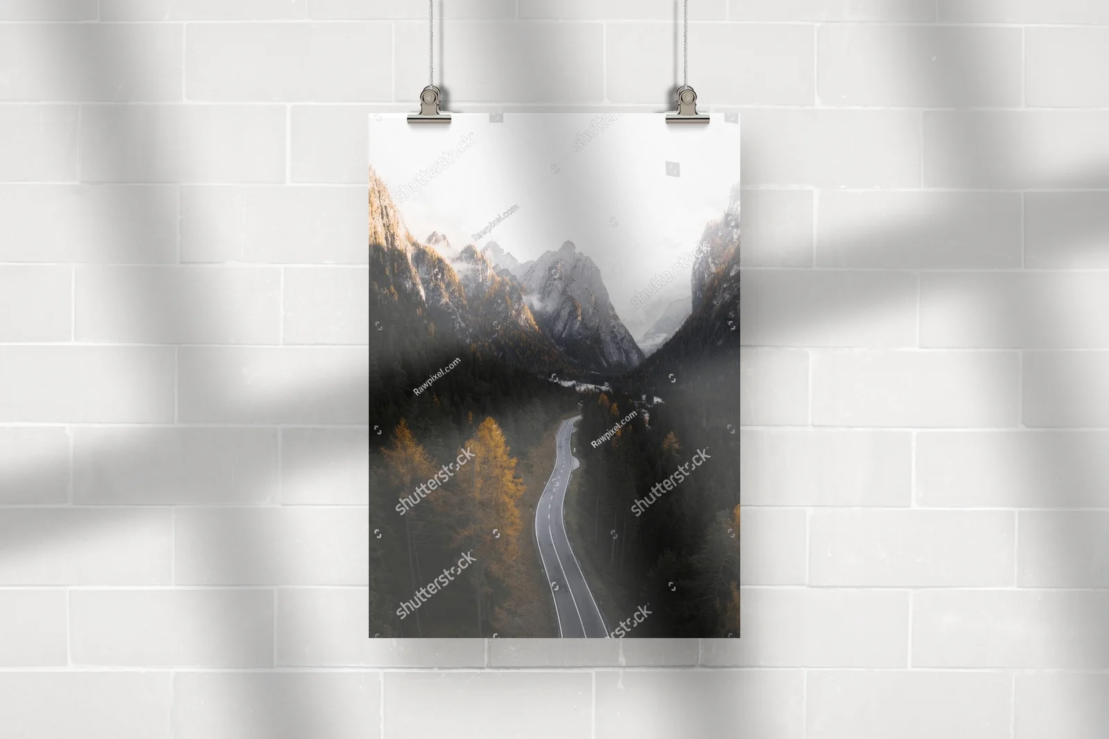 Misty mountain pass in the Dolomites
