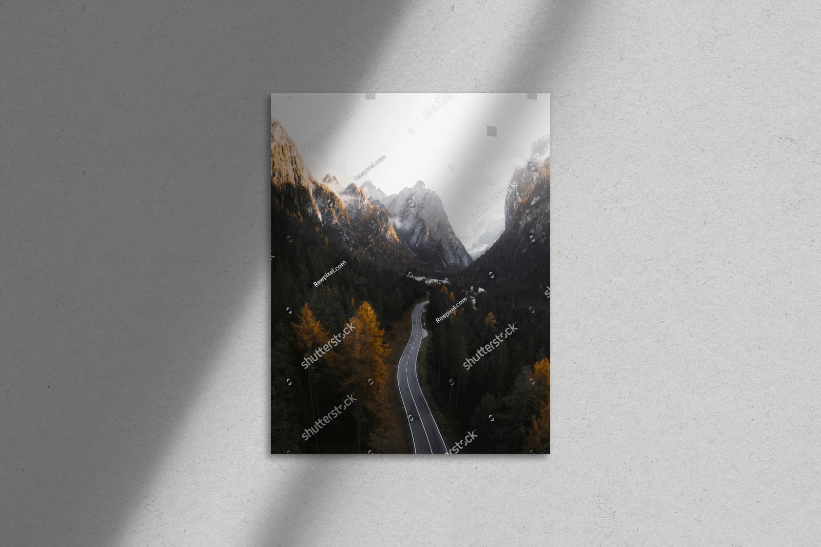 Misty mountain pass in the Dolomites