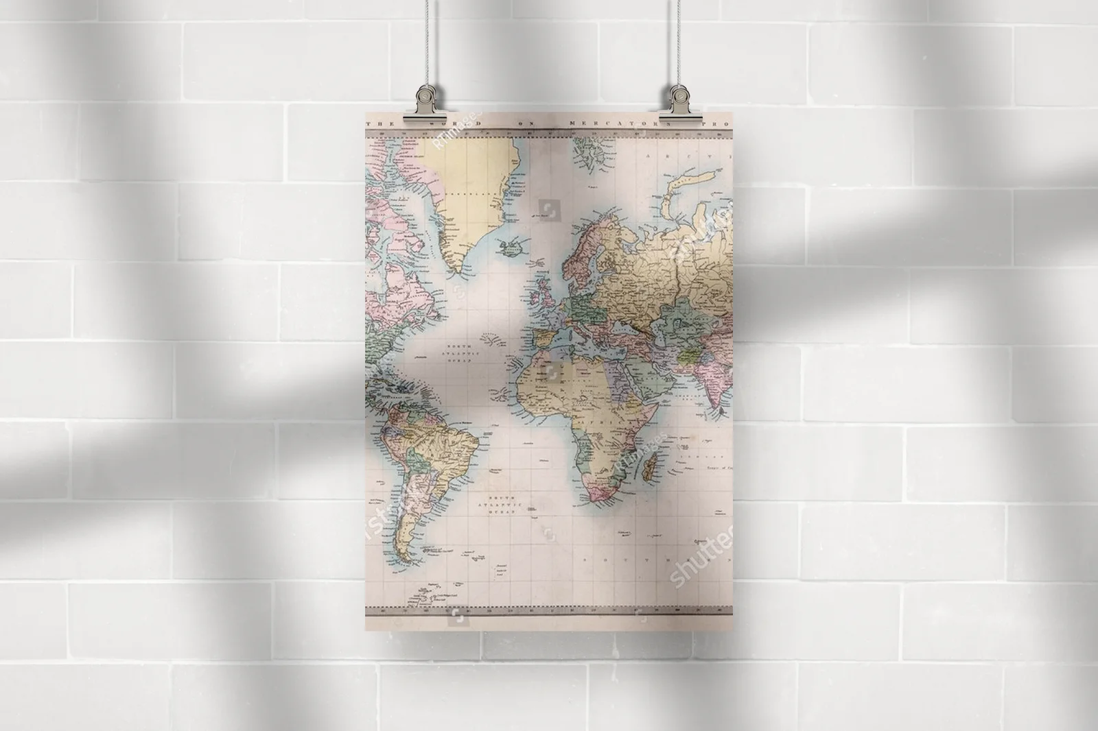 Antyczna mapa świata w eleganckiej kolorystyce