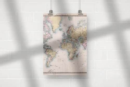 Antyczna mapa świata w eleganckiej kolorystyce