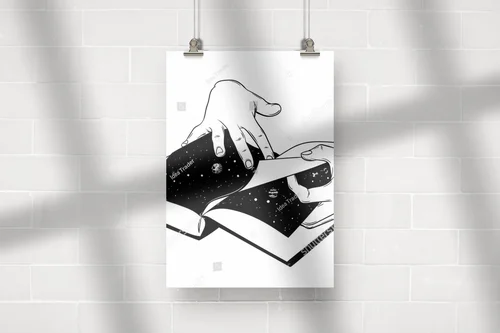 Zmysłowe ilustracje rąk przewracających strony książki
