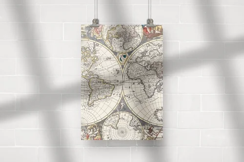Zachwycająca vintage mapa świata w pastelowych odcieniach