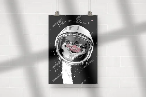 Retro astronomiczne marzenia z emu w hełmie