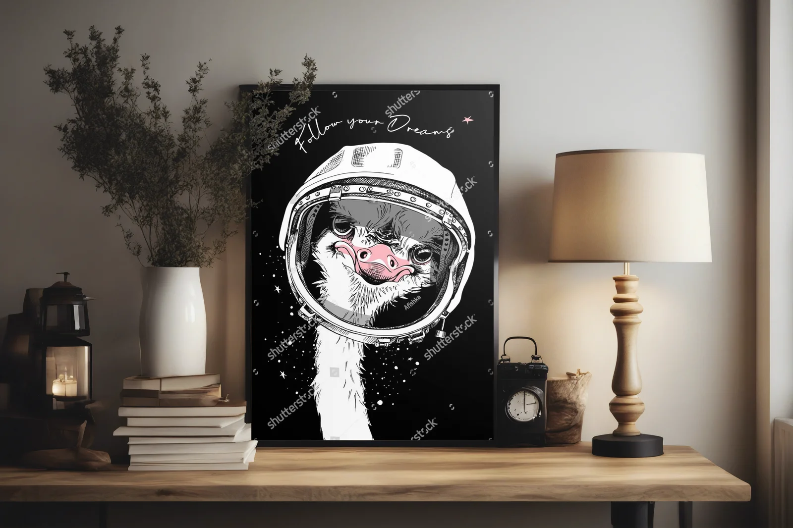 Retro astronomiczne marzenia z emu w hełmie