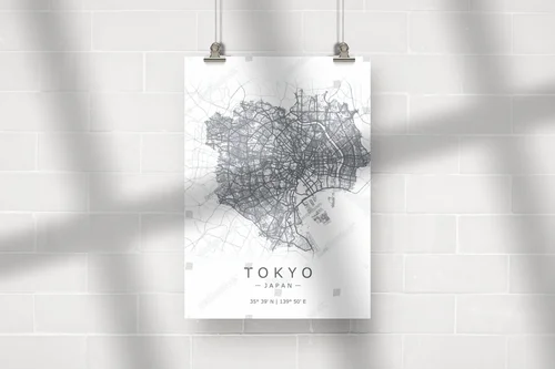 Artystyczna mapa Tokio w eleganckiej aranżacji