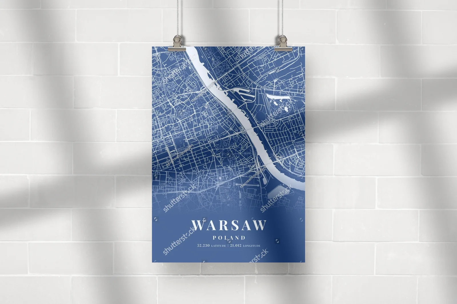 Warszawska mapa w błękicie - nowoczesna elegancja