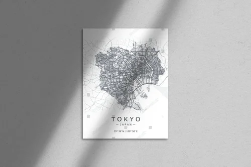 Artystyczna mapa Tokio w eleganckiej aranżacji