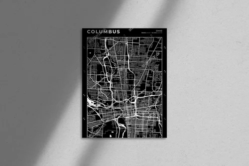 Elegancka mapa Columbus w monochromatycznych odcieniach