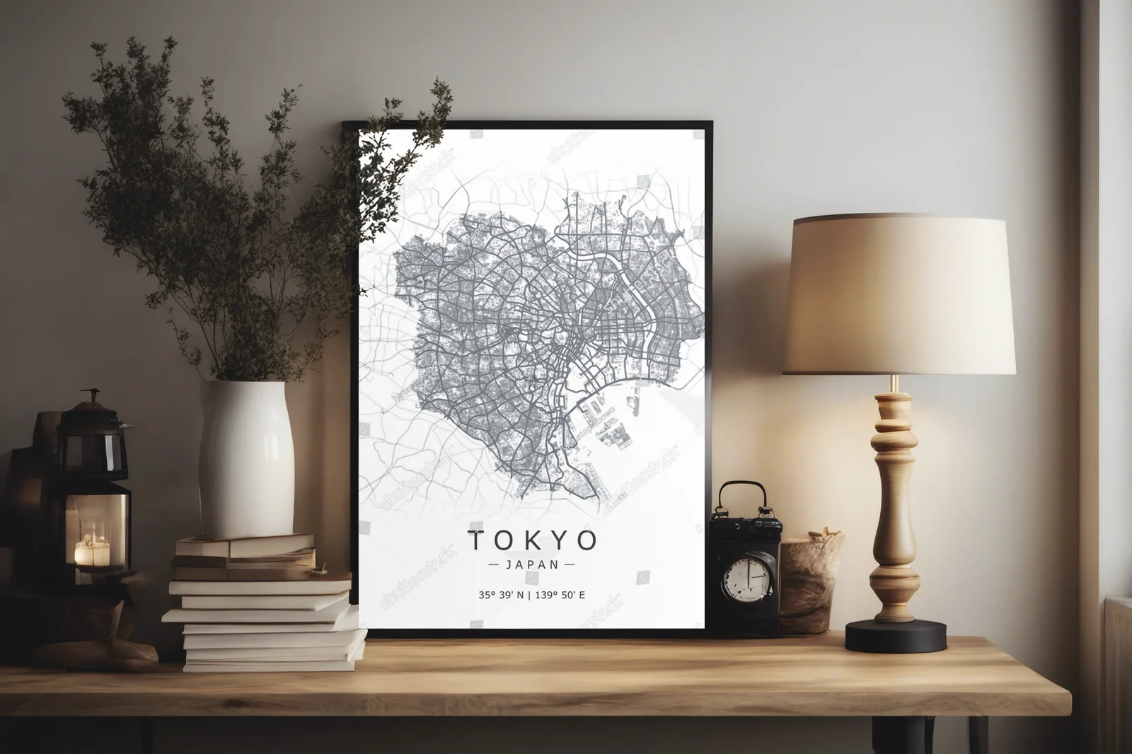 Artystyczna mapa Tokio w eleganckiej aranżacji