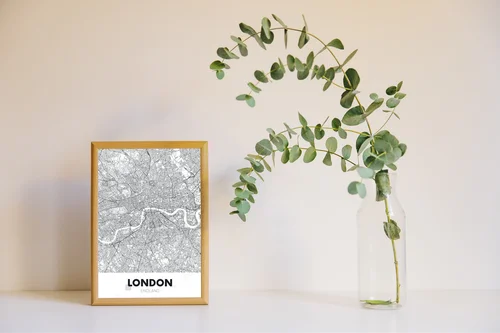 Artystyczna mapa Londynu w białej palecie