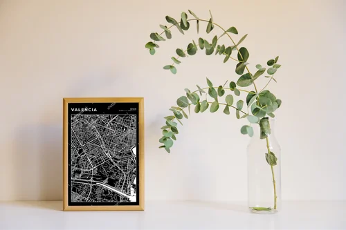Elegancka mapa Valencji w monochromatycznych barwach