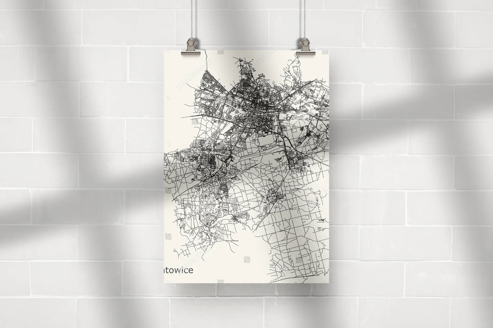 Elegancka mapka Katowic w pastelowych odcieniach