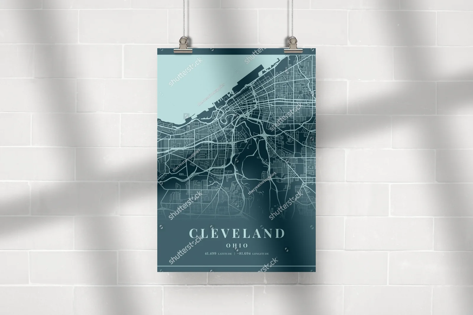 Cleveland w odcieniach cyjanu - mapa miasta