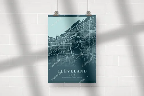 Cleveland w odcieniach cyjanu - mapa miasta