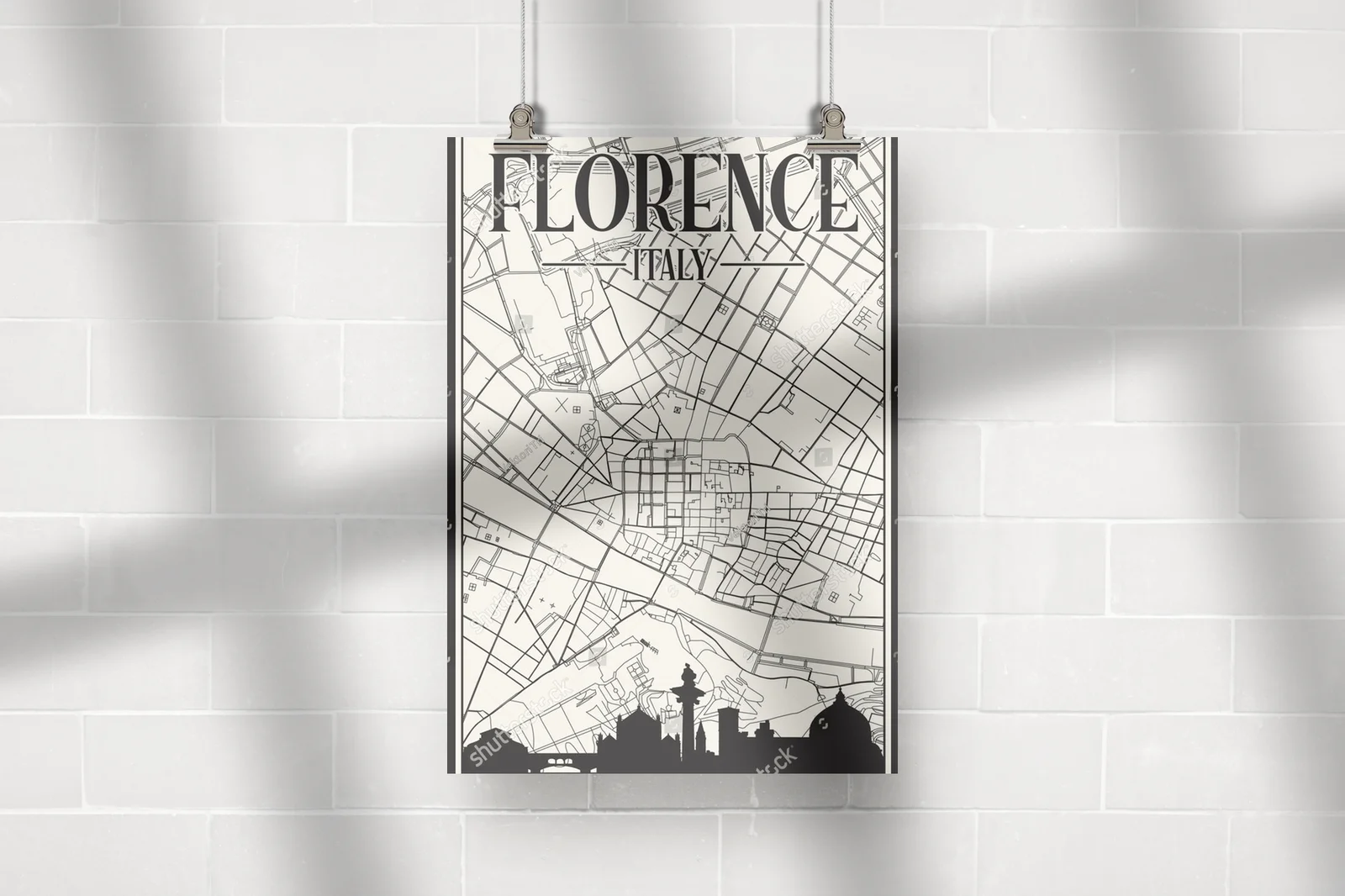 Stylowy retro plan ulic Florencji w pastelowych barwach