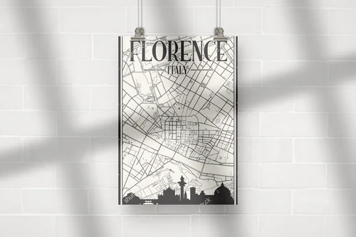 Stylowy retro plan ulic Florencji w pastelowych barwach