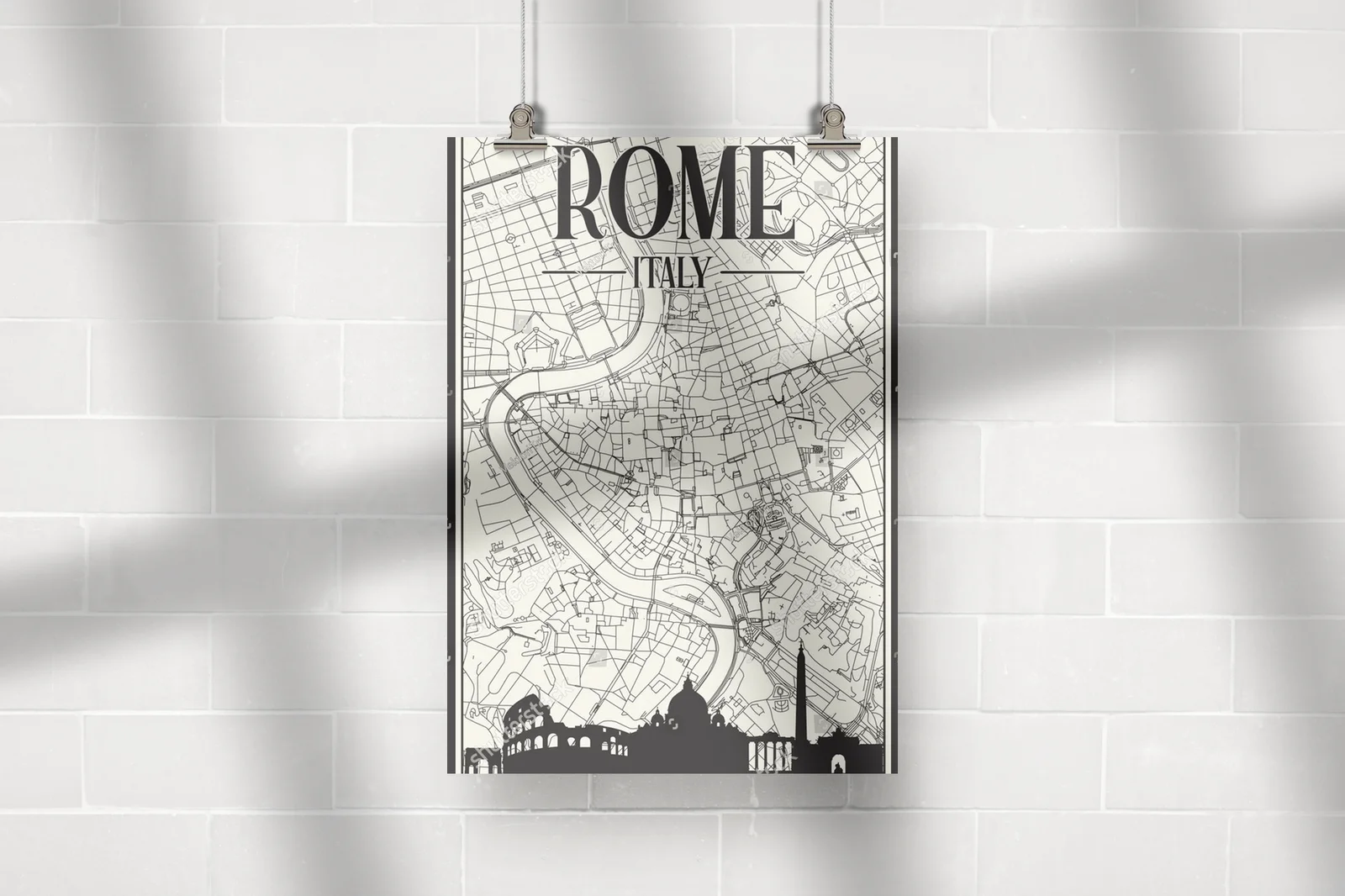 Reprezentacyjna mapa Rzymu w retro stylu