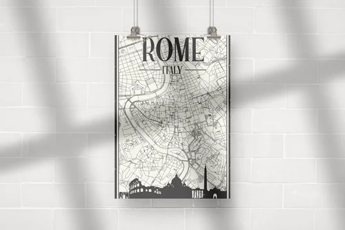 Reprezentacyjna mapa Rzymu w retro stylu