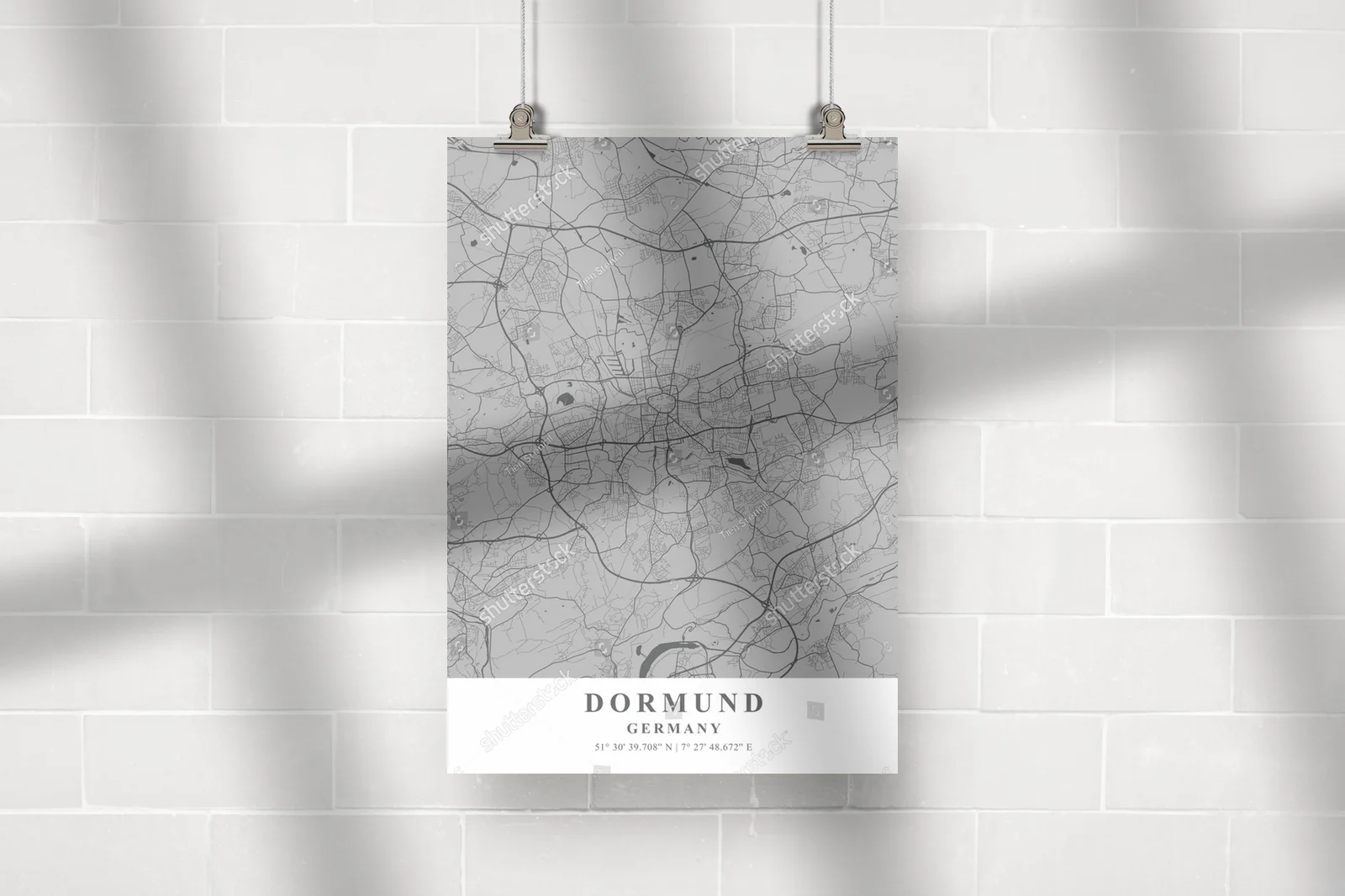 Elegancka mapa Dortmund w odcieniach szarości