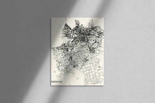 Elegancka mapka Katowic w pastelowych odcieniach