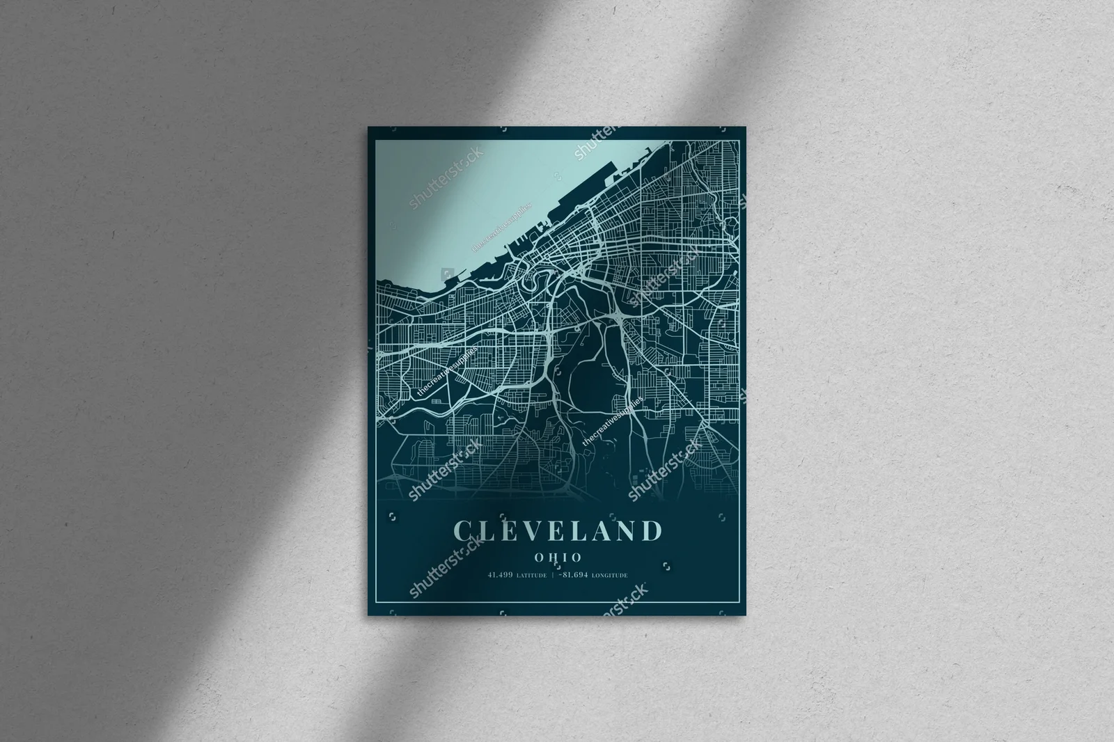 Cleveland w odcieniach cyjanu - mapa miasta