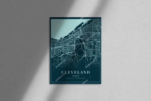 Cleveland w odcieniach cyjanu - mapa miasta