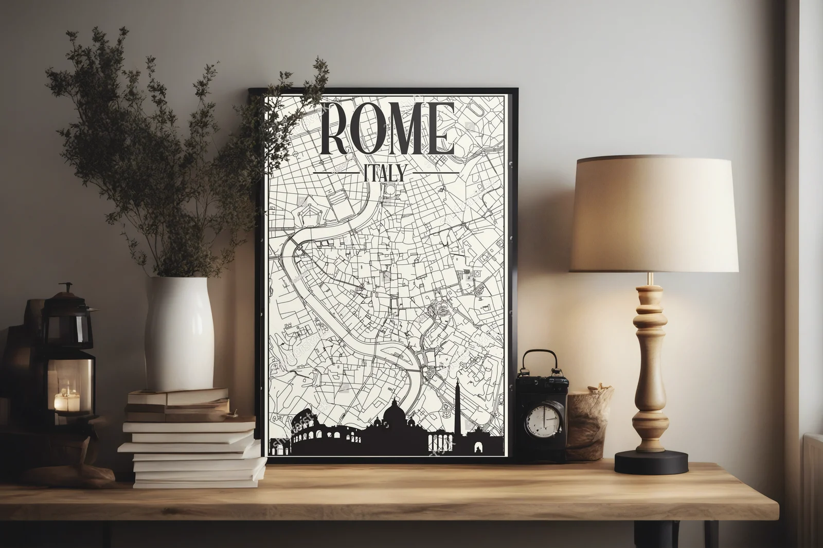 Reprezentacyjna mapa Rzymu w retro stylu
