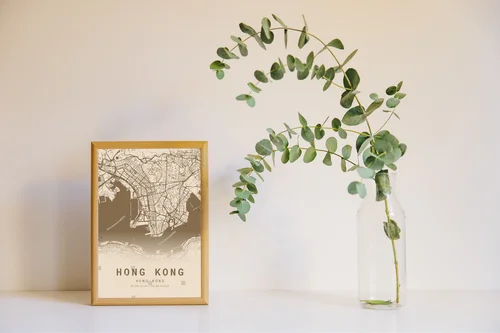 Elegantna mapa Hongkongu w pastelowych barwach