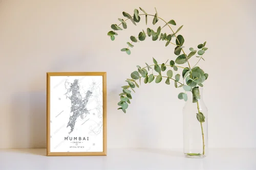 Minimalistyczna mapa Mumbai: podróż w kolorze bieli