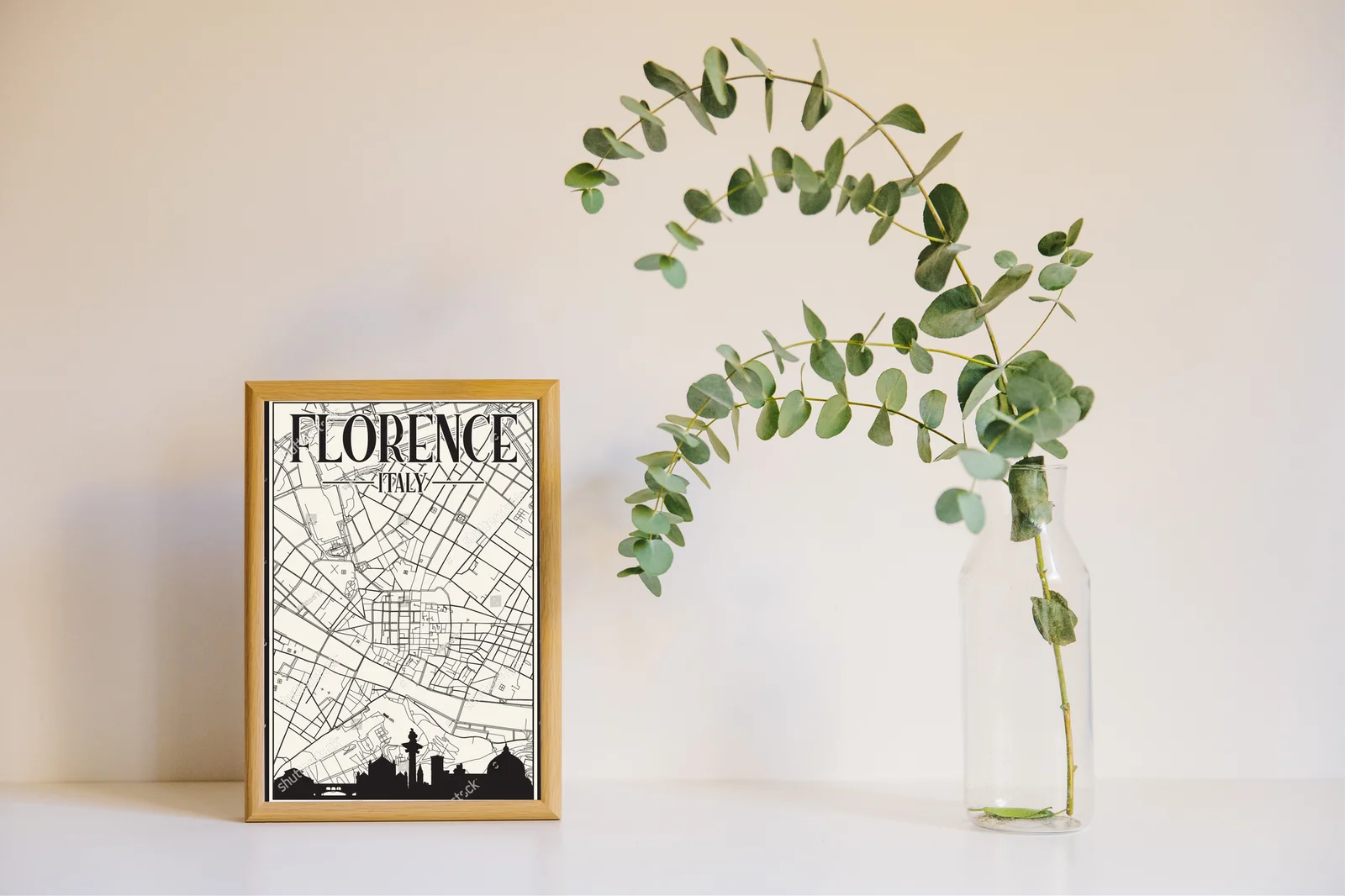 Stylowy retro plan ulic Florencji w pastelowych barwach
