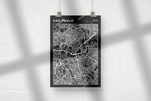 Minimalistyczna mapa São Paulo w monochromatycznej elegancji
