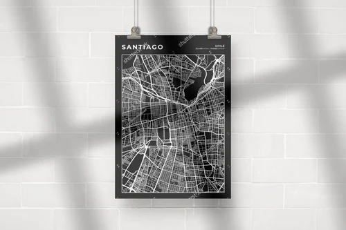 Monochromatyczna mapa Santiago w nowoczesnym stylu