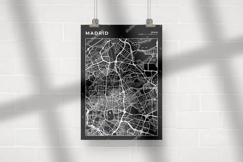 Monochromatyczna kartografia Madrytu w eleganckim stylu
