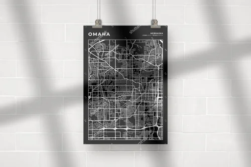 Elegancka mapa Omaha w monochromatycznej gamie