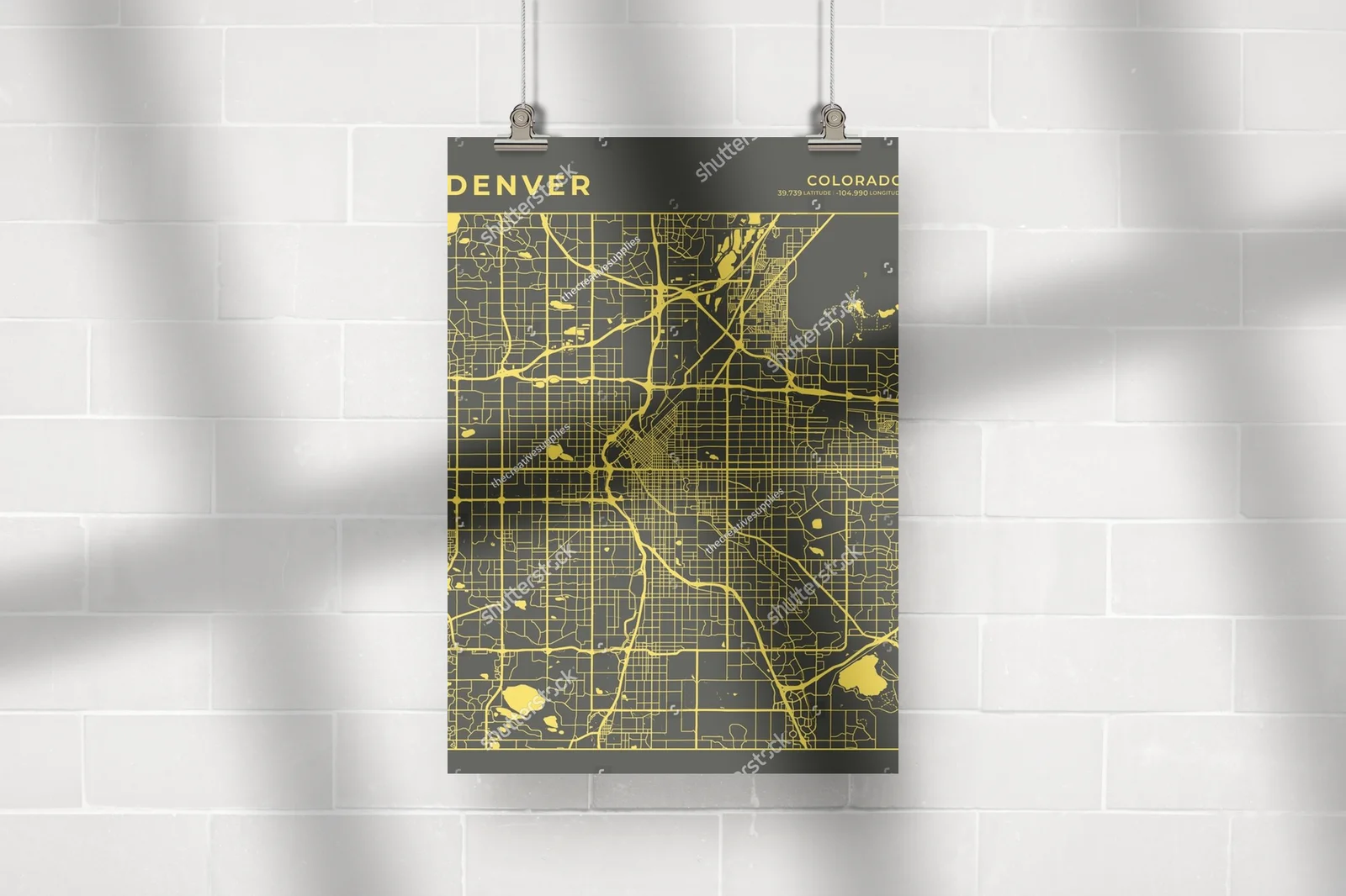 Zjawiskowa mapa Denver w eleganckich odcieniach