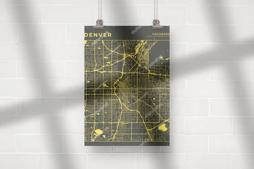 Zjawiskowa mapa Denver w eleganckich odcieniach
