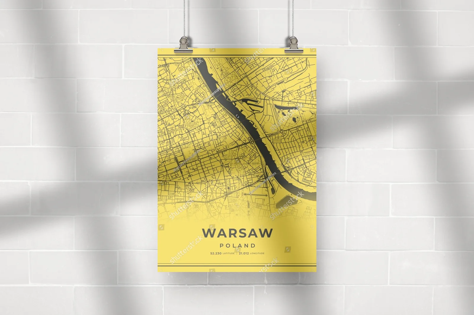 Warszawska mapa w czerni i złocie - nowoczesny styl
