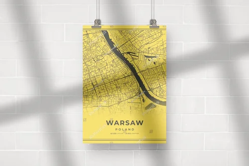 Warszawska mapa w czerni i złocie - nowoczesny styl