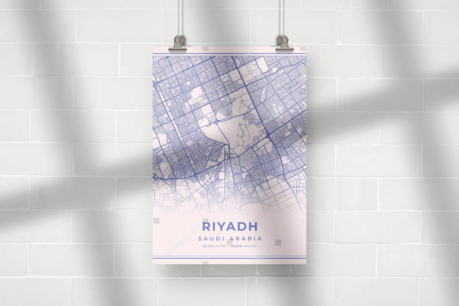 Pastelowy urok Riyad: Mapa miasta w stonowanych tonach