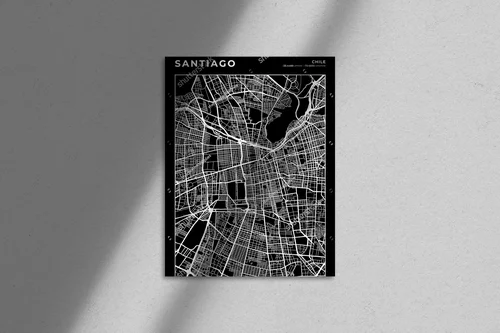 Monochromatyczna mapa Santiago w nowoczesnym stylu