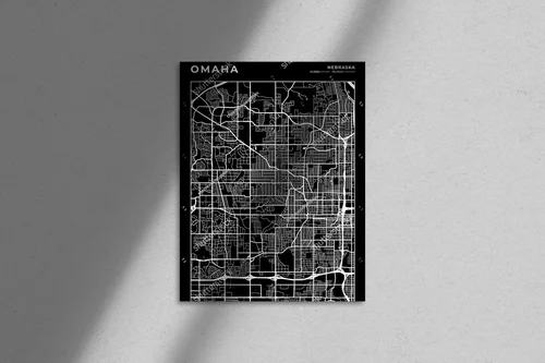 Elegancka mapa Omaha w monochromatycznej gamie