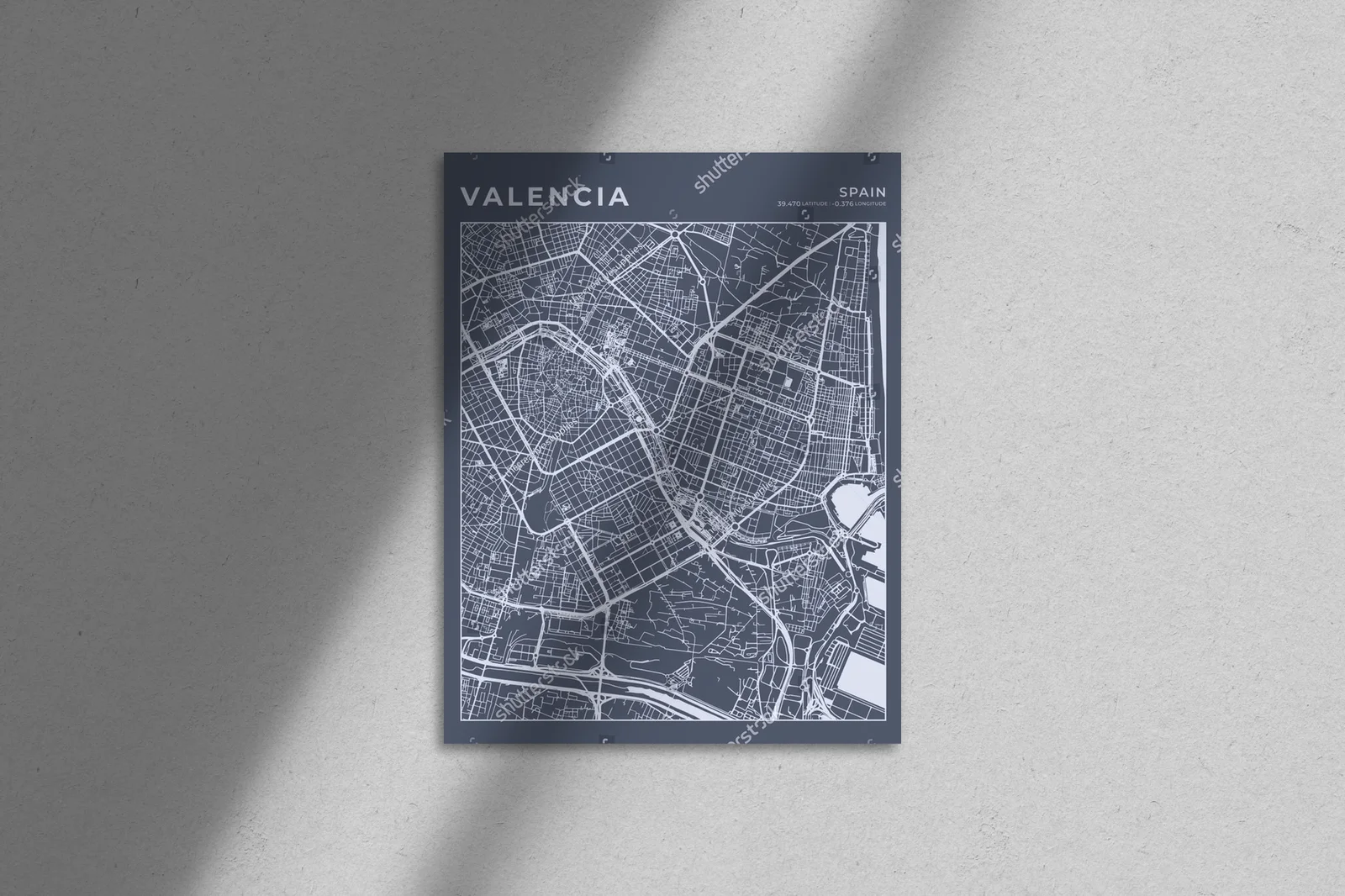 Zachwycająca mapa Walencji w odcieniach szarości